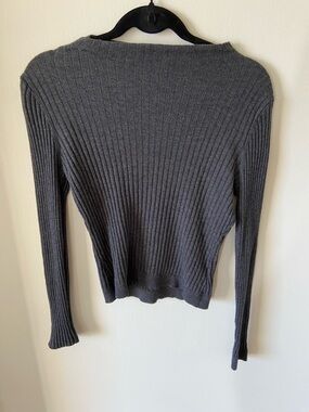 Marled Ribbed Long Sleeve Top in dark Gray